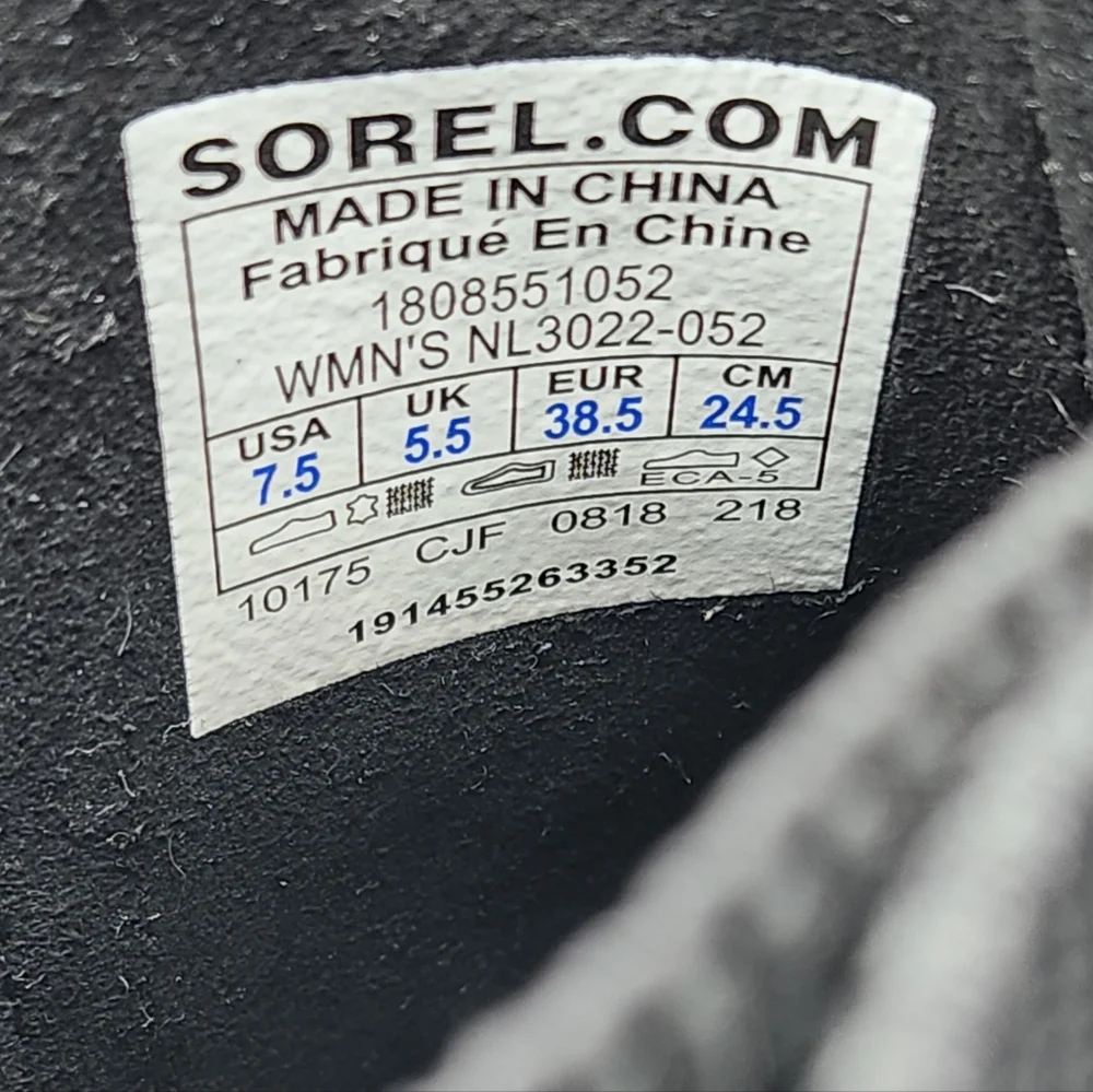 Sorel Joan of Arctic Grey Leather Waterproof Pull-On Lug-Sole Wedge Heel Boots
